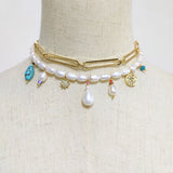 Bohemian Freshwater Pearl Necklace Small Pendant Women Statement Jewelry