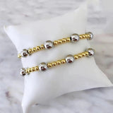 Gold and Silver Glass Beads Stretch Bracelet for Men and Women