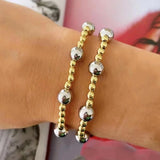 Gold and Silver Glass Beads Stretch Bracelet for Men and Women