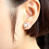 Natural Topaz Square Stud Earrings Chinese Silver Jewelry