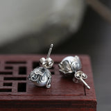 Natural Topaz Square Stud Earrings Chinese Silver Jewelry