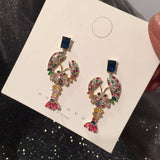 Colorful Zircon Lobster Drop Earrings for Women