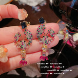 Colorful Zircon Lobster Drop Earrings for Women