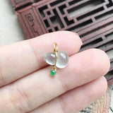 Natural Chalcedony Gourd Necklace Translucent Pendant Women's Silver Jewelry