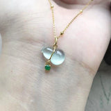 Natural Chalcedony Gourd Necklace Chinese Retro Translucent Pendant Silver Jewel