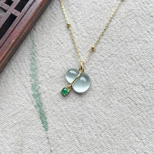 Natural Chalcedony Gourd Necklace Translucent Pendant Women's Silver Jewelry