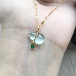 Natural Chalcedony Gourd Necklace Translucent Pendant Women's Silver Jewelry