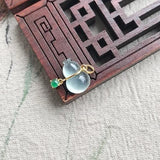 Natural Chalcedony Gourd Necklace Translucent Pendant Women's Silver Jewelry