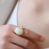 Vintage Gilt Craft Jade Lapis Necklace Chinese Style