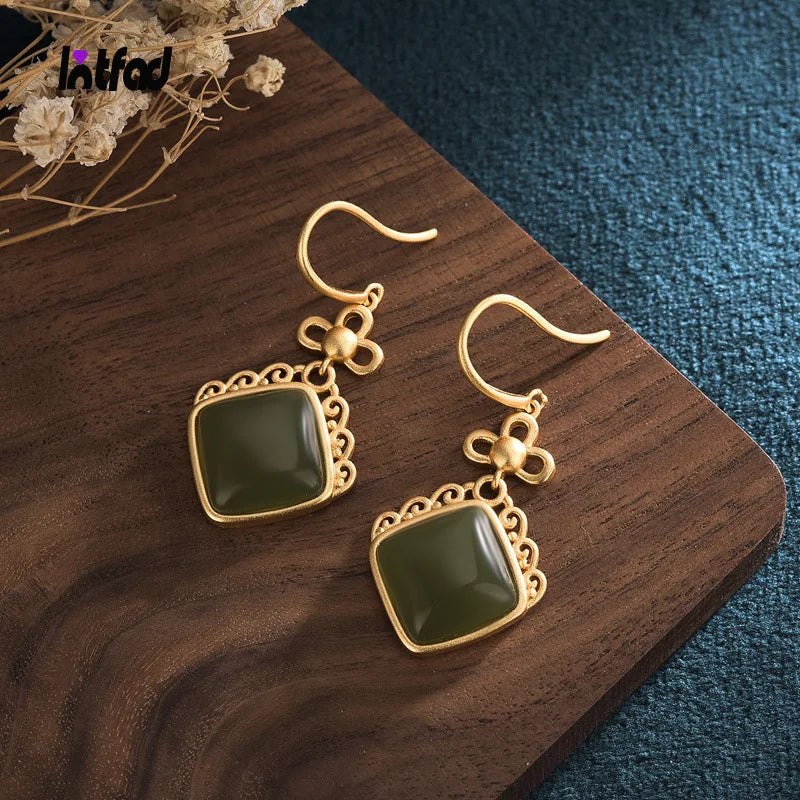 Hotan Jade Earrings for Women Vintage Jewelry