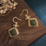 Hotan Jade Earrings for Women Vintage Jewelry