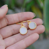 Silver Inlaid Hetian Jade Mirror Earrings