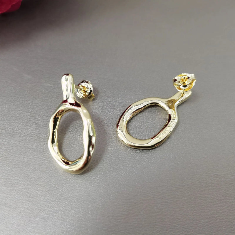 Irregular 925 Silver 14k Pin Stud Earrings Holiday Jewelry Gift