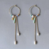 Long Chain Tassel Earrings Pearl Crystal Beads Women Aretes