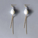 Long Chain Tassel Earrings Pearl Crystal Beads Women Aretes
