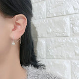 925 Silver Shell & Pearl Women Dangle Earrings