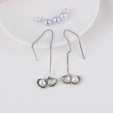 925 Silver Shell & Pearl Women Dangle Earrings