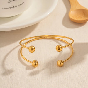 Stainless Steel Double Layer Ball Cuff Bracelet for Women