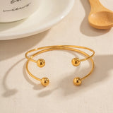 Stainless Steel Double Layer Ball Cuff Bracelet for Women