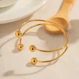 Stainless Steel Double Layer Ball Cuff Bracelet for Women