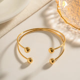 Stainless Steel Double Layer Ball Cuff Bracelet for Women