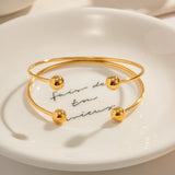Stainless Steel Double Layer Ball Cuff Bracelet for Women