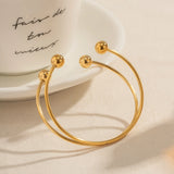 Stainless Steel Double Layer Ball Cuff Bracelet for Women