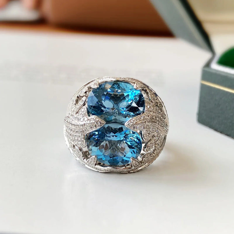 Zircon Stone Open Ring Silver Rings for Women Cubic Zirconia Wedding Jewelry