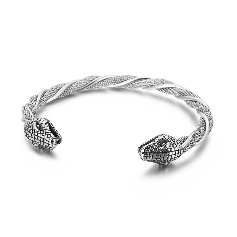 Double Snake Head Bracelet Stainless Steel Bangle