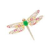 Green CZ Dragonfly Brooch Pin Women's Jewelry