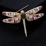Green CZ Dragonfly Brooch Pin Women's Jewelry