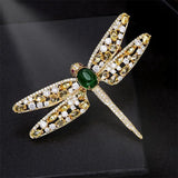 Green CZ Dragonfly Brooch Pin Women's Jewelry