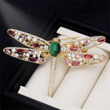 Green CZ Dragonfly Brooch Pin Women's Jewelry
