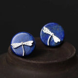 S925 Silver Lapis Lazuli Dragonfly Earrings