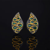Bohemian Leaf Shaped Earrings Set with Green Pearl Jewelry