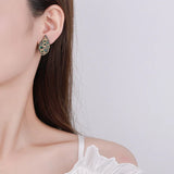 Bohemian Leaf Shaped Earrings Set with Green Pearl Jewelry