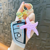Colorful Acrylic Starfish Keychain Sea Beach Pendant Holiday Keyring