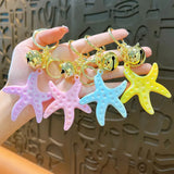 Colorful Acrylic Starfish Keychain Sea Beach Pendant Holiday Keyring
