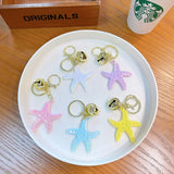 Colorful Acrylic Starfish Keychain Sea Beach Pendant Holiday Keyring