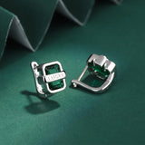 Emerald Lucky Rectangle Diamond Stud Earring Green