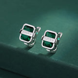 Emerald Lucky Rectangle Diamond Stud Earring Green