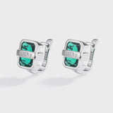 Emerald Lucky Rectangle Diamond Stud Earring Green