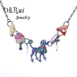 Colorful Animal Dog Bones Choker Necklace Women Enamel Alloy Pendant
