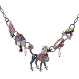 Colorful Animal Dog Bones Choker Necklace Women Enamel Alloy Pendant