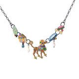 Colorful Animal Dog Bones Choker Necklace Women Enamel Alloy Pendant