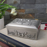 European Retro Bow Jewelry Storage Box Metal Square peace pigeon box