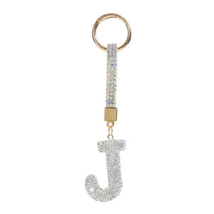 Sparkling Rhinestone Letter Keychain for Women