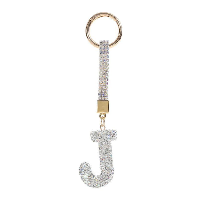 Sparkling Rhinestone Letter Keychain for Women