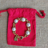Elegant 925 Silver & 14K Pearls Bracelet Gift