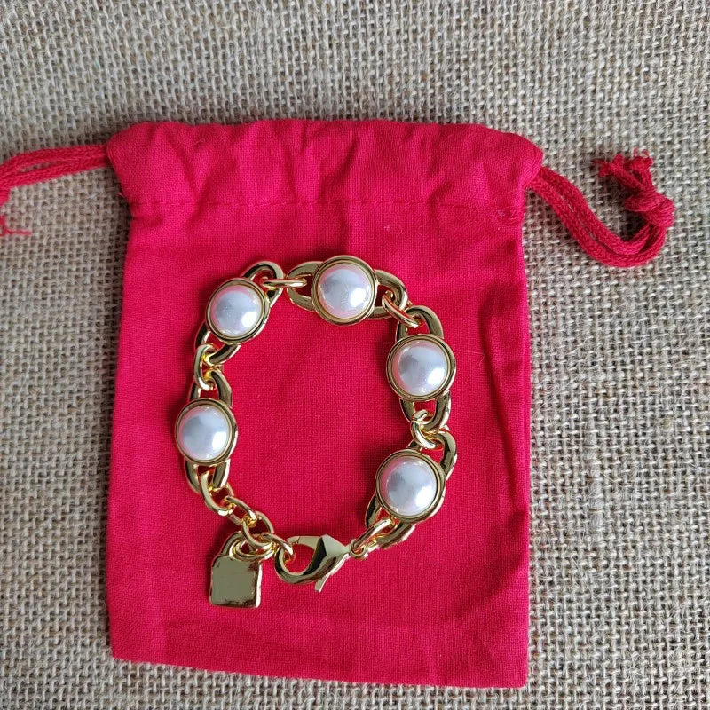 Elegant 925 Silver & 14K Pearls Bracelet Gift